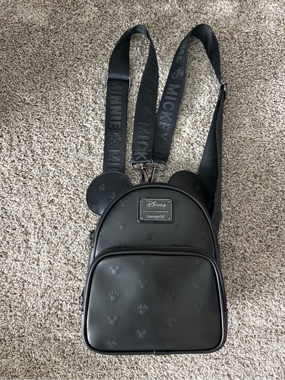 Loungefly Black Mickey Ear Mini Convertible Backpack